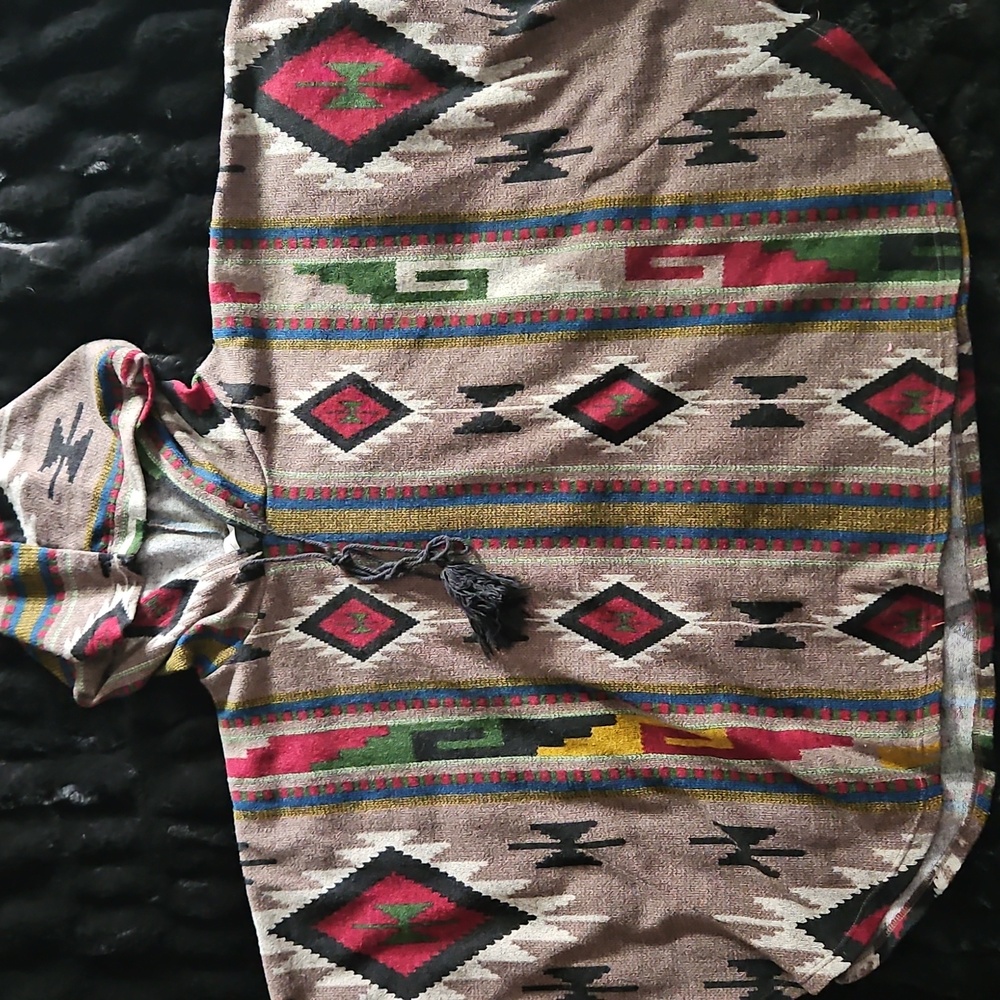 Multi Colored South Western Print Poncho